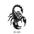Autocollant de tatouage temporaire scorpion noir minimaliste art corporel pour hommes femmes - W-224 / 60*80mm