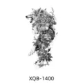 Black and white wolf peony temporary tattoo sticker half arm body art design XQB-1400 - XQB-1400