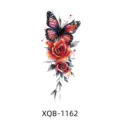 Waterproof temporary tattoo sticker with colorful butterfly and red roses for arm body art. - Butterfly and Red Rose (XQB-1162)