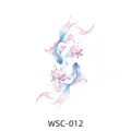 Watercolor fish and lotus temporary tattoo sticker, beautiful floral body art design for daily wear. - WSC-012