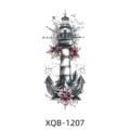 Waterproof temporary tattoo sticker with lighthouse and anchor design for men and women arms. - Vintage Nautical Compass Lighthouse Style (XQB-1207)