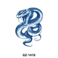 Herbal juice temporary tattoo sticker with blue coiled snake animal totem for half arm art. - Coiled Snake (GZ-1418) / 110*180mm