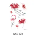 Waterproof red spider lily tattoo sticker sheet, temporary floral body art design for men and women. - WSC-020