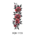 Temporary tattoo sticker featuring elegant red roses and black leaves for arm body art. - Vertical Red Roses (XQB-1165)