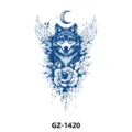 Herbal juice temporary tattoo sticker, wolf wings flower design, waterproof half arm art. - Wolf Head and Moon (GZ-1420) / 110*180mm
