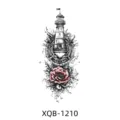 Waterproof temporary tattoo sticker with lighthouse and red peony design for arms. - Mechanical Lighthouse Red Peony Style (XQB-1210)