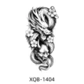 Black and white temporary tattoo sticker featuring dragon and hannya mask design for arms. - XQB-1404