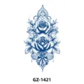Herbal juice temporary tattoo sticker blue rose lace mandala body art waterproof design - Rose and Lace (GZ-1421) / 110*180mm
