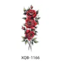 Temporary waterproof red rose tattoo sticker body art floral design for daily party use - Long Red Roses (XQB-1166)