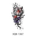 Waterproof temporary tattoo sticker featuring a fierce tiger and purple rose design for arms. - XQB-1367 / 114*210mm