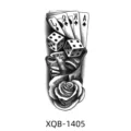 Temporary half arm tattoo sticker featuring playing cards, dice, money and rose design. - XQB-1405