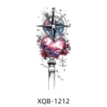 Waterproof temporary tattoo sticker for men and women, colorful compass lighthouse arm tattoo design. - Compass Heart Cloud Rose Style (XQB-1212)