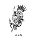 Sticker de tatouage temporaire dragon noir, design minimaliste étanche, modèle W-230. - W-230 / 60*80mm