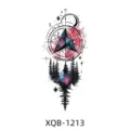 Geometric Compass Forest Temporary Tattoo Waterproof Body Art Sticker for Arm Decal - Geometric Forest Compass Style (XQB-1213)