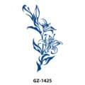 Blue lily flower tattoo sticker temporary body art sticker transfer design floral waterproof - Lily Flower (GZ-1425) / 110*180mm