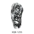 Black and white half arm temporary tattoo sticker with warrior wolf design for men and women - XQB-1255