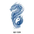 Autocollant de tatouage temporaire jus de plante dragon bleu yin yang imperméable GZ-1339 - GZ-1339 / 110*180mm
