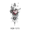 Waterproof temporary tattoo sticker featuring lighthouse, heart, compass and nautical elements. - Lighthouse ECG Compass Style (XQB-1215)