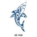 Waterproof herbal juice tattoo sticker featuring tribal shark animal totem design for men and women. - Shark Totem (GZ-1428) / 110*180mm