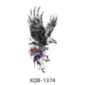 Waterproof temporary tattoo sticker featuring realistic flying eagle and colorful rose design. - XQB-1374 / 114*210mm