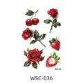 Waterproof temporary tattoo sticker sheet featuring red rose cherry and strawberry. - WSC-036