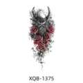 Waterproof temporary tattoo sticker featuring a fierce Viking warrior and red roses. - XQB-1375 / 114*210mm