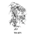 Temporary tattoo sticker black white winged dragon body art waterproof fake tattoo design - TH-671