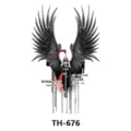 Dark gothic angel wings temporary tattoo sticker with sword and quote motif style TH-676. - TH-676