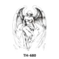 Black and white angel wings temporary tattoo sticker for men and women arm body art. - TH-680