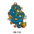 Wasserdichter temporärer TattoosAufkleber mit buntem blauen Drachen-Design, Halbarm. - HB-116 / 210*148mm