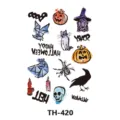 Halloween temporary tattoo sticker sheet with cute spooky pumpkin, bat and witch designs. - TH-420 / 210*148mm
