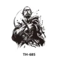 Black and white ink samurai temporary tattoo sticker for arm body art fashion decor - TH-685