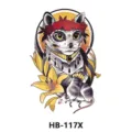 Wasserdichter temporärer Tattoo-Aufkleber mit farbigem Katzen-Design und Blumen. - HB-117X / 210*148mm