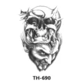 Black and white temporary tattoo sticker with skull and devil face design for men arms. - TH-690