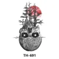 Temporary tattoo sticker black white skull tree artistic waterproof body art design 1pcs - TH-691