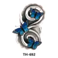 Waterproof temporary tattoo sticker featuring blue butterfly and smoke design for body art. - TH-692