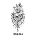 Waterproof temporary tattoo sticker with black and white floral and pendant pattern. - XQB-124