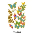 Planche de tatouage temporaire métallique imperméable avec des motifs de papillons colorés. - YH-084 / 210*148mm