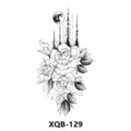 Waterproof temporary tattoo sticker featuring realistic black rose wolf and forest moon design. - XQB-129