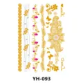 Foglio di tatuaggio temporaneo metallico oro e argento con motivo floreale e farfalla - YH-093 / 210*148mm