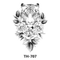 Adesivo per tatuaggio temporaneo tigre peonia schizzo nero per braccio corpo impermeabile. - TH-707