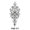 Adesivo per tatuaggio temporaneo farfalla floreale in bianco e nero variante SKU XQB-571. - XQB-571