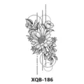 Waterproof floral tattoo sticker temporary body art geometric line design sketch style - Floral Geometric Lines (XQB-186)