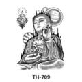 Adesivo tatuaggio temporaneo Cyber Buddha nero impermeabile per braccio body art design - TH-709