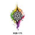 Waterproof watercolor compass temporary tattoo sticker, colorful mandala body art design. - Watercolor Compass Mandala (XQB-175)