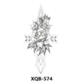Adesivo per tatuaggio floreale geometrico in bianco e nero, design elegante per il corpo. - XQB-574