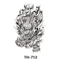 Adesivo tatuaggio trasferimento, design bestia mitica fiamma nera, braccio mezza manica arte. - TH-712