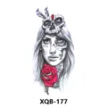 Waterproof temporary tattoo sticker skull rose design body art flash transfer variant - Skull Feather Female (XQB-177)