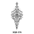 Adesivo per tatuaggio floreale in bianco e nero, design geometrico con viti per braccio. - XQB-576