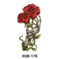 Waterproof temporary skeleton hand red rose tattoo sticker gothic body art transfer decal. - Skull Hand Rose (XQB-178)
